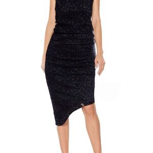 Jewel Badgley Mischka Black Floral Midi Dress